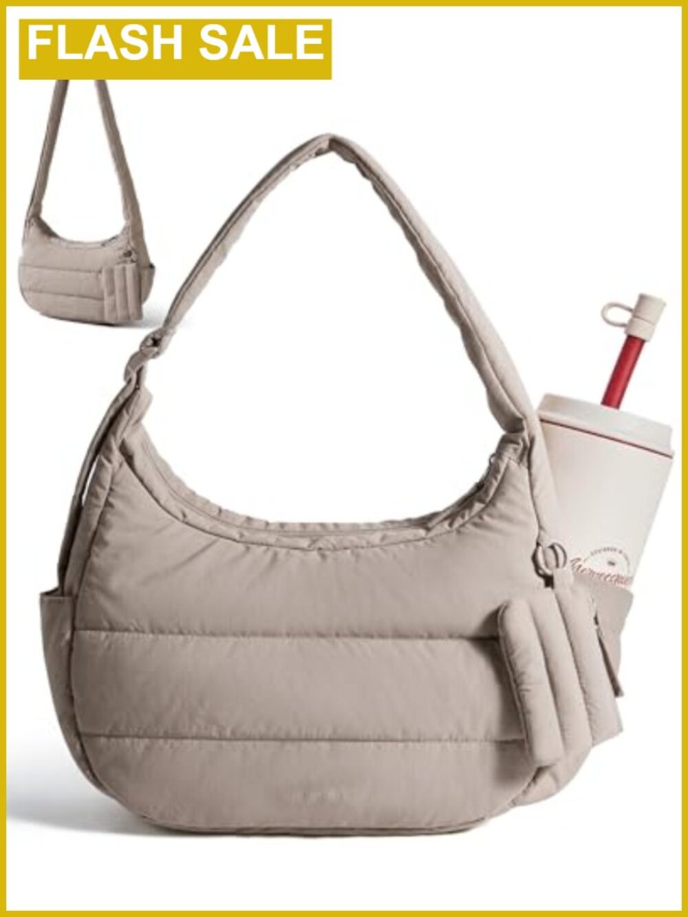 Quilted Puffer Shoulder Bag Crossbody Purse Women Lightweight Hobo Handbag